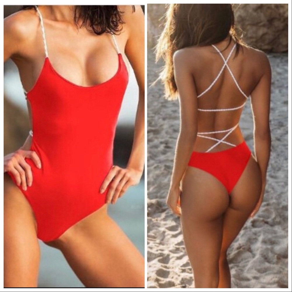 RESTOCK NEW‼️RED One piece back rope style- Bikini